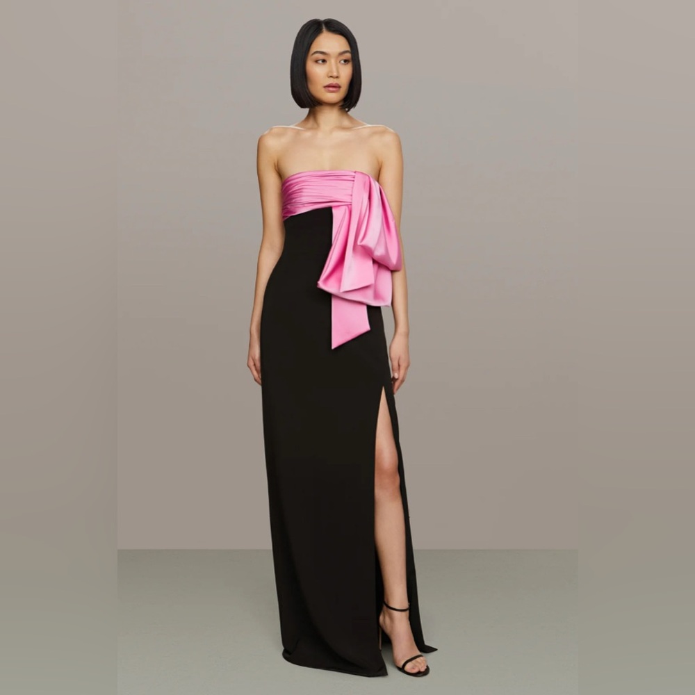 AMUR Strapless Dress in Pink and Black